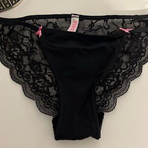 PINK black lace bikini panty.  Size S. Like new